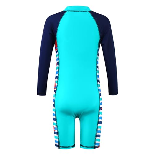 HUAANIUE Boys Swimming Short Sleeve Swimsuit 3-12Y Kids One Piece Swimwear Navy Sun Protection 50+ Swim Clothes UPF Warm Sportwear Costume Summer Surfing