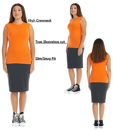 Image of ESTEEZ Women's Sleeveless Fitted Tank Top - Stretch Cotton Blend, Layering Essential