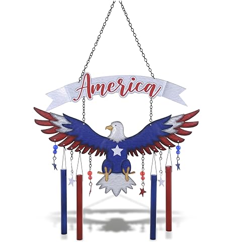 CoTa Global American Eagle Wind Chime- Glass and Metal Wind Chimes, 24 Inch