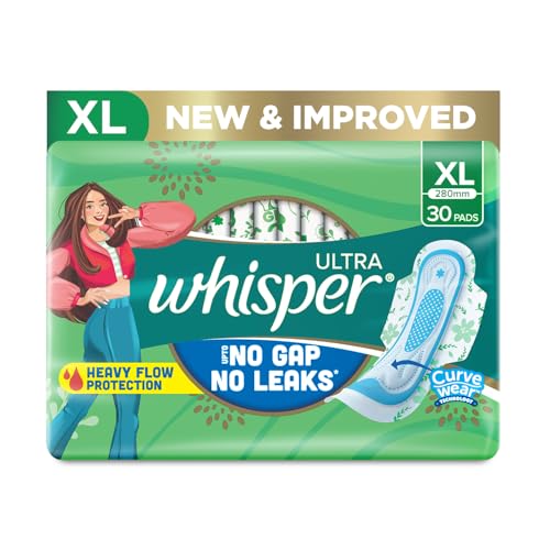 Whisper Ultra Clean Sanitary Pads for Women, XL, Pack of 30 Napkins