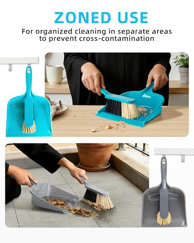 Image of MR.SIGA Dustpan and Brush Set, Pack of 2 Set, Blue & Grey