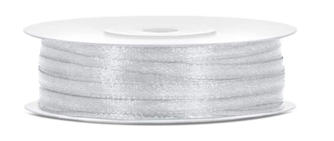 50 Meter Satinband Silber 3mm Schleifenband Silber Dekoband Hochzeit Geschenkband Weihnachten Deko Geschenkverpackung silberne Schleife