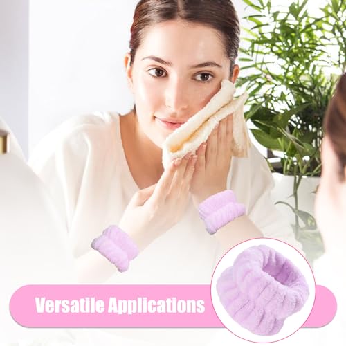 4 Pairs Wrist Washband Wash Set,Microfiber Wrist Sweat Bands Ladies Soft Wristbands,Face Washing Wristband Spa Wrist Towel,Women Face Wash Wristband for Women Prevent Liquid from Spilling Down Arms - Image 6