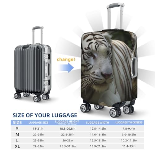 Elastic Travel Luggage Cover for Suitcase Tsa Approved Stretch Scratch-Resistant Suitcase Protector Cover Washable White Bengal Tiger Baggage Covers Fits 18-32 Inch Luggage Case2