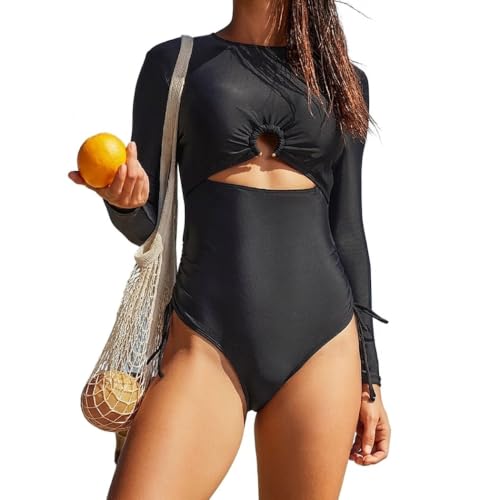 Maillot de bain une pièce noir à découpe taille pour silhouette sculptée