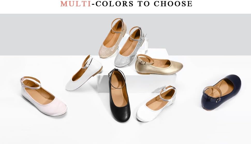 K KomForme Girl's Ballerina Flat Ankle Strap Dress Ballet Flat Shoes(Toddler/Little Kid/Big Kid) - Image 9