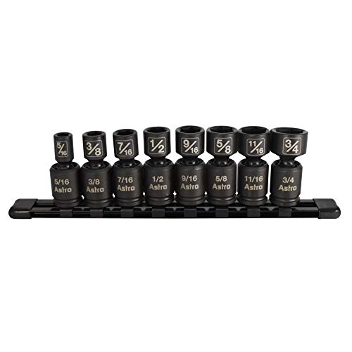Image of Astro Pneumatic Tool 78340 8-Piece 3 /8 inch Drive Nano Pinless Universal Impact Sockets - SAE