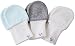 Newborn Baby Mittens - Blue, Grey and White, No Scratch Mittens, 3 Pairs