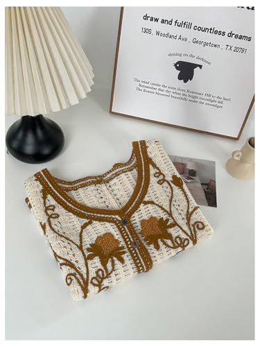 Image of GORGLITTER Women's Embroidered Floral Crochet Vest Button Crop Summer Cowgirl Western Top Rodeo Country Concert Outfits