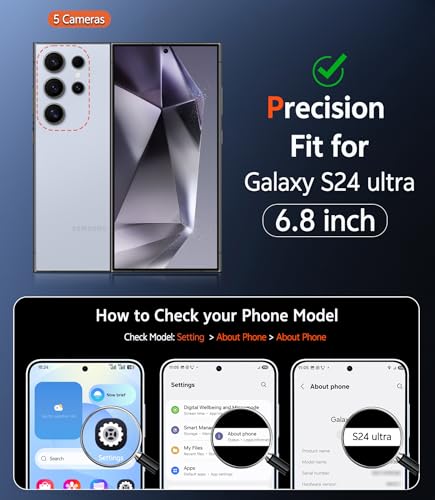 Image of FNTCASE for Samsung Galaxy S24-Ultra Case: Clear Magnetic Phone Cases with Screen Protector Compatible with Magsafe Slim Anti Yellowing Rugged Protective Transparent Cell Phone Cover (A-Clear)