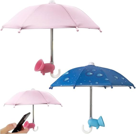 XcnPer 2PCS Phone Umbrella Piglet Suction Cups for Outdoor Photography Cycling Navigation Beach Activities Blue and Pink Phone Sun Shade for Smartphones