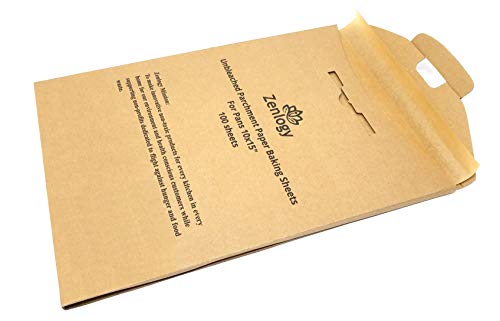 Zenlogy 10x15 (100 Pcs) Unbleached Parchment Paper Baking Sheets - Exact Fit for Your 10x15 Pan with Convenient Pullout Storage Box