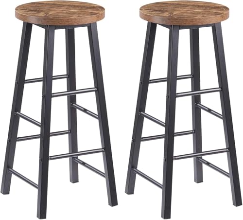 WOLTU Tabourets Bar Lot de 2, Chaise Bar Cuisine Haute, avec Repose-Pieds, Structure en Acier Stable, pour Bistrot et Salle à Manger, Design Industriel,...