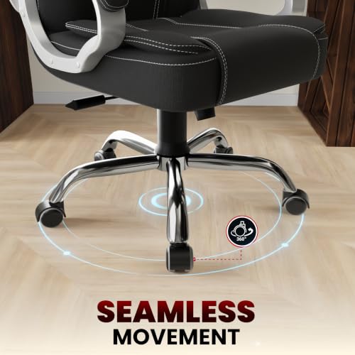Image of beAAtho Vintage Executive High Back Ergonomic Fabric Office Chair with 3 Years Warranty | Revolving Director & Boss Seating | Orthopedic Design | Fabric Black
