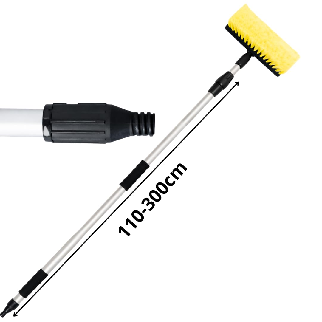Cepillo de lavado de coches con mango 300 cm – Juego de lavado de coches – Juego de limpieza – Cepillo de lavado – Accesorios para coche – Cepillo de lavado con mango telescópico