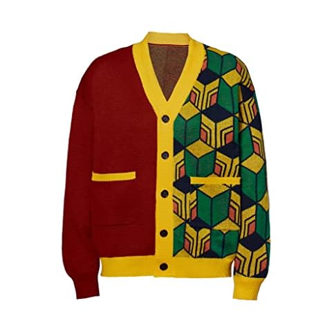 Demon Slayer Giyu Tomioka Sweater Cardigan Coat Anime Haori Kimetsu no Yaiba Men's Cosplay Sweater Cover