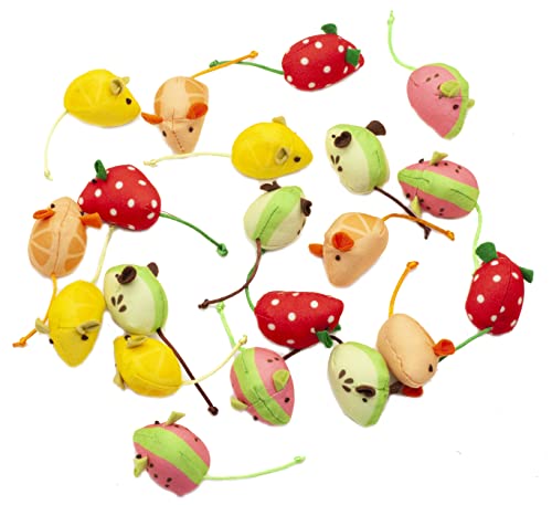 Fashion's Talk Mouse Cat Toys Assorted Catnip Cat Toys Fruit Mice Variety Pack Plush Catnip Mice 20 Count #TOP5