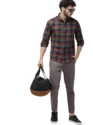 Image of The Indian Garage Co Red Slim Fit Checked Shirts