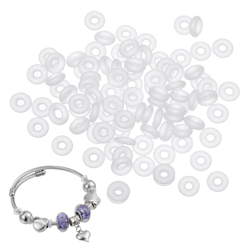 200PCS Charm Stoppers for Bracelets Making, Silicone Beaded Charm Bracelet Stoppers Spacer for Jewelry Making, Round Charms Bracelet Spacers Bead Inserts