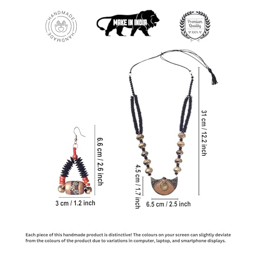 Image of AAKRITI ART CREATIONS Handcrafted Women's Jewelry Set - Elegant Ethnic Necklace and Earrings, Statement Fashion Accessories for Parties & Festivals