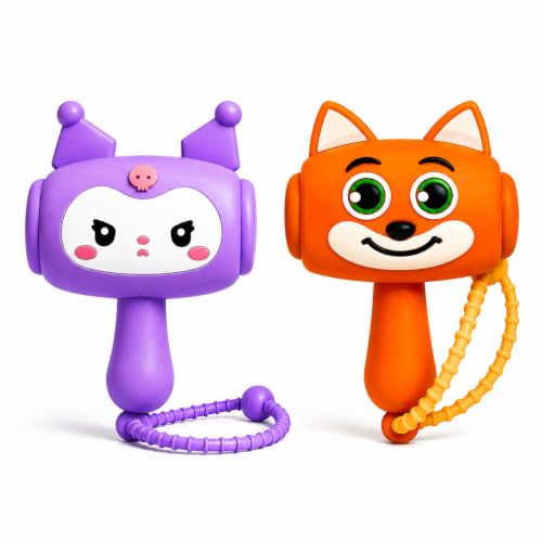 Image of Babique ChuChu Toys Cute Cartoon Fox & Kawai Soft Plush Combo | Adorable Sensory Toy | Cuddly Handheld Toy for Babies, Toddlers & Kids | Travel-Friendly Gift | Pack of 2
