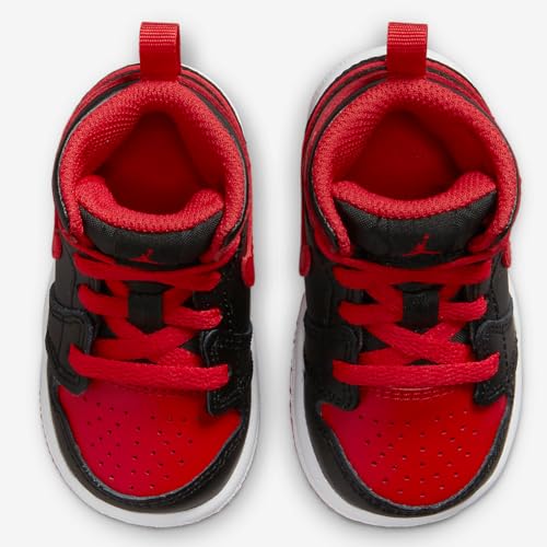 NIKE Jordan 1 MID (TD) Toddler DQ8425-060 (Black/FIRE RED-White), Size 32