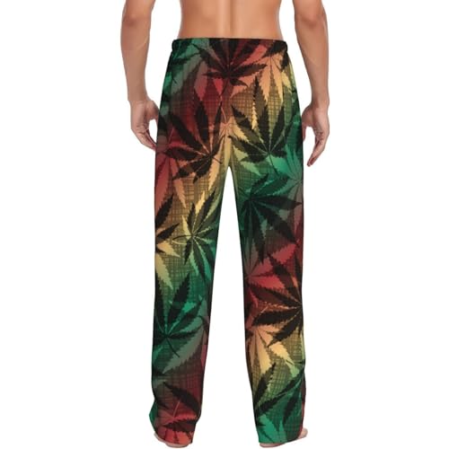 Marijuana Weed Leaf Men's Pajama Pants Casual Sweatpants Lounge Wide Leg Sleepwear Sleep Pant with Pockets3