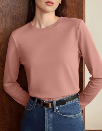 Image of JUNEBERRY Pure Cotton Round Neck Regular Fit Core Fashion Solid Full Sleeve T-Shirt for Women & Girls (Colors: Black, Cork, Green, Navy, Swanwhite & White)