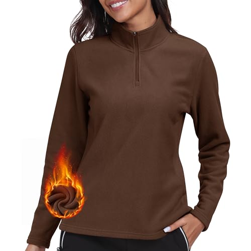 MoFiz Women's 1/4 Zip Polar Fleece Pullover Long Sleeve Soft Lightweight Warm Winter Jacket Top