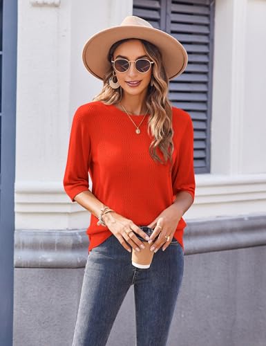 Image of Zeagoo Womens Loose Short Sleeve Tunic Tops Lightweight Crew Neck Crochet Knit Pullover Sweater Blouses