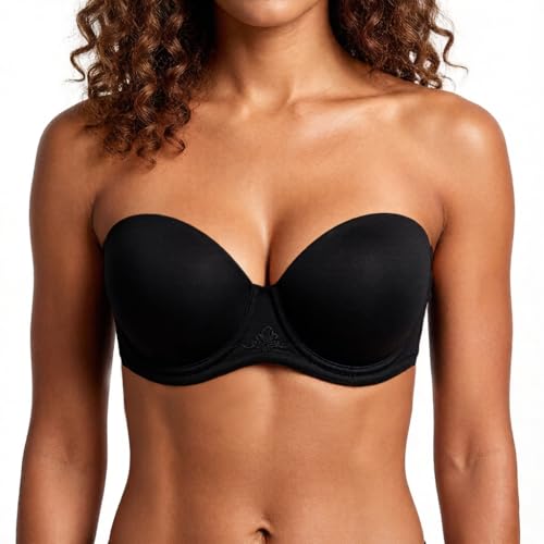 Image of HACI Full Coverage Strapless Bra for Large Bust Contour Underwire Plus Size Convertible Multiway