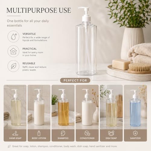 Image of Pure Source India Empty Pet Bottle with Pump, Soap Dispenser 1000ml - Pack of 2