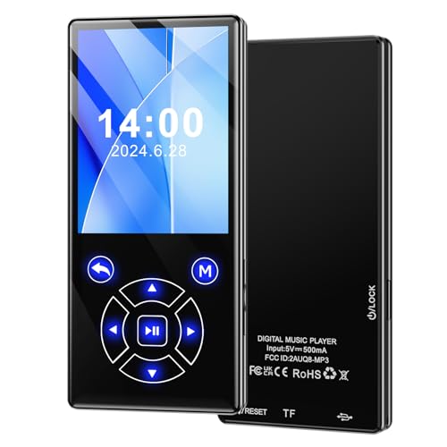 Fohil-128GB-MP3-Player-with-Bluetooth-50-HiFi-Sound-Quality-Portable-MP3-Players-24-Screen-Digital-Music-Player-with-Speaker-Support-E-Book-FM-RadioVoice-Recorder-TF-Card-Expandable-Card-Slot