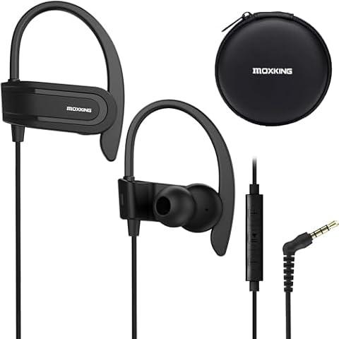 MOXKING Sweatproof Sport Earphones with Microphone Cover