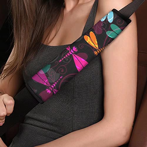 Allinterest Printing Dragonfly Color Car Seat Belt Cover Seat Belt Pad Safety Shoulder Strap Cushion For Teenager Girl Boy For Sedan Van Vehicle Backpack Full Set 2 Piece #TOP4