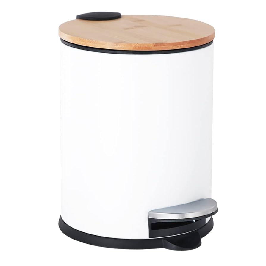 Amazon｜ゴミ箱 ふた付き 3L ペダル式 ゴミ箱 丸型 竹蓋 ごみ箱