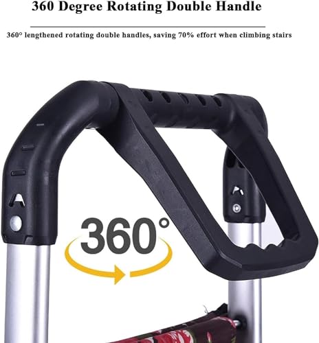 MHYSADGA Einkaufswagen mit Bungee-Cord, Einkaufstrolley, Faltbarer Einkaufswagen, Einkaufssackkarre mit 6 Rädern (A 91 * 30 cm) – Bild 4