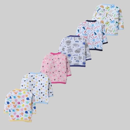 Image of Baby Boys' & Baby Girls' T-Shirt Hosiery Cotton Clothing Full Sleeve Jhabla /Vest Front Open T- Shirt with Snap Buttons