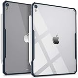 TineeOwl iPad Pro 11-inch Ultra-Slim Clear Case, Supports Apple Pencil Wireless Charging [Absorbs Shock] Flexible TPU, Lightweight by DinoCase (Navy Blue)