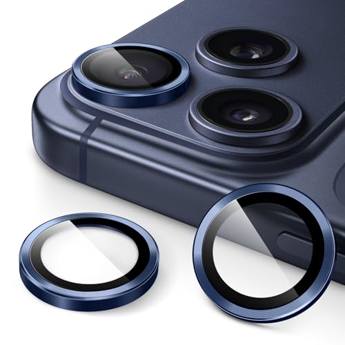 JETech Pellicola Fotocamera per iPhone 17 Pro 6,3 Pollici e iPhone 17 Pro Max 6,9 Pollici, 9H Vetro Temperato Cover Anello Individuale in Metallo, HD Chiaro, 1 Set (Blu profondo)