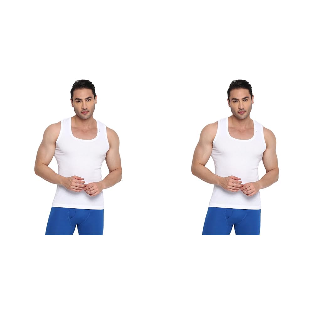 Frontline Colors Men's Round Neck Derby Vest White|Pure Cotton with Super Stretchable Finish|Comfort Fit |Pack of 2-image-33