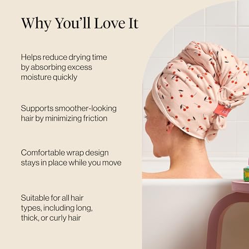 image for Kitsch XL Microfiber Hair Towel Wrap for Women – Ultra Absorbent Mic