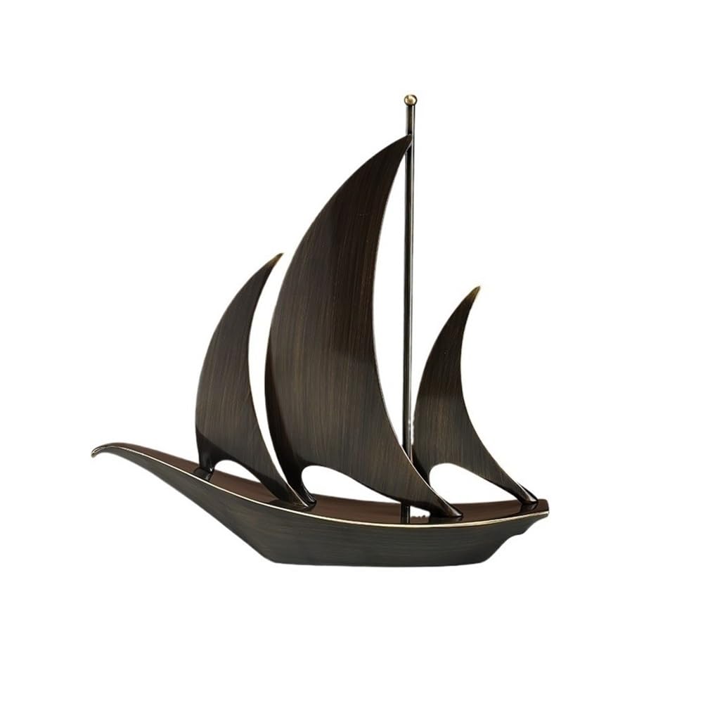 zhuyanbo007 Desk Statue, Creative Sailboat Shape Light Luxury Copper Ornaments Office Study Decorations Housewarming Opening Gift