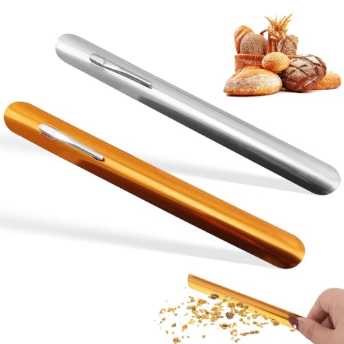 MIRKUZI Recogedores para el hogar Quitamigas compacto de 2 piezas, escoba de mesa, cepillo para migas, barredor de mesa, elimina migas de la mesa fácil y rápidamente (dorado y plateado)