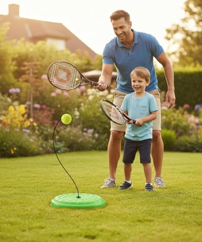 Image of Tennis Trainer Rebound Ball with Elastic Rope for Solo Practice - Self Training Tennis Ball with String for Beginners, Kids & Adults | Indoor Outdoor Tennis Practice Equipment (Pack of 1)