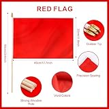 Yingnner 12 Pack Red Stick Flags Small 12x18 Inch Hand Held Flags with 24 Inch Wooden Pole Solid Red Blank DIY Graffiti Flags Decorations