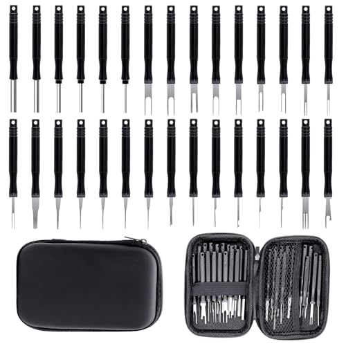 VOBOR 30 Pcs Upgraded Terminal Removal Tool Kit, Pin Extractor Tool Set Remover Key Release Tools