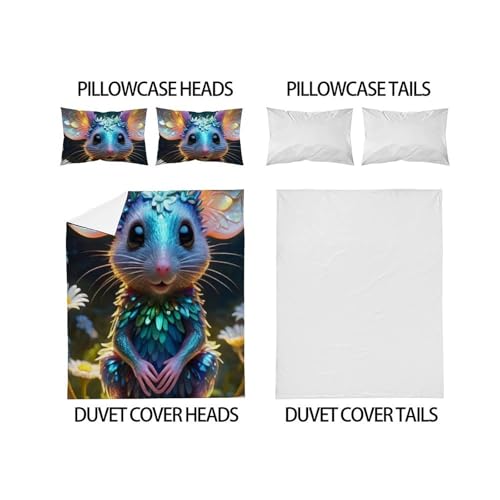 Housse de couette animaux 3D king size en microfibre douce et facile à repasser - 4
