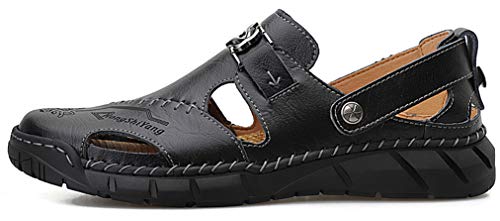 Honeystore Men's Athletic Leather Hollow Slip-on Sandals Casual Shoes Plus Size2