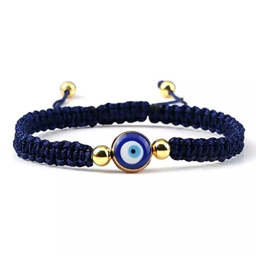 Korean Style Hand Strap Cool Unique Jewelry Handmade Multi-color Acrylic Girl Gift Hand Rope (navy blue&gold)